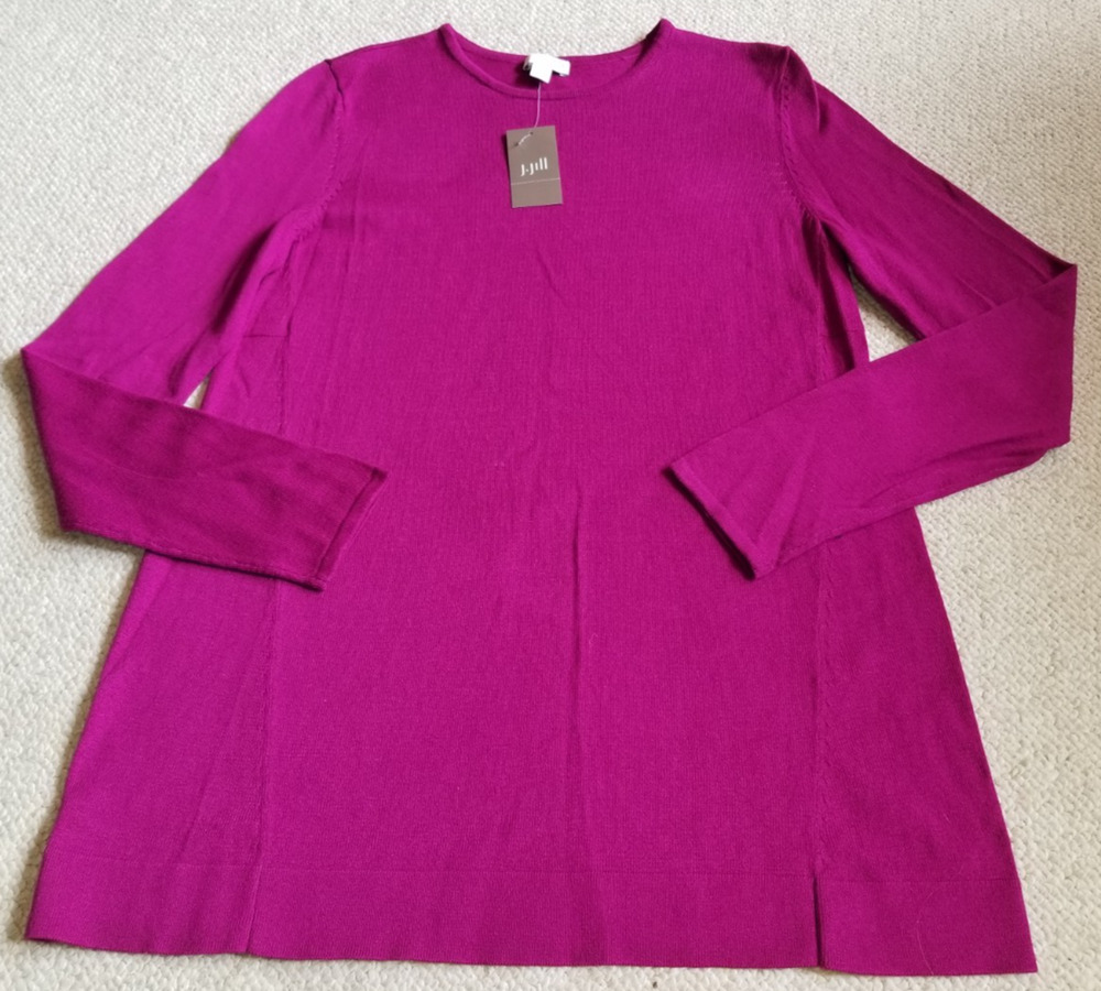 NWT Womens Sweater-J. JILL-'Sugar Plum' purple cotton lightweight long tunic-XS